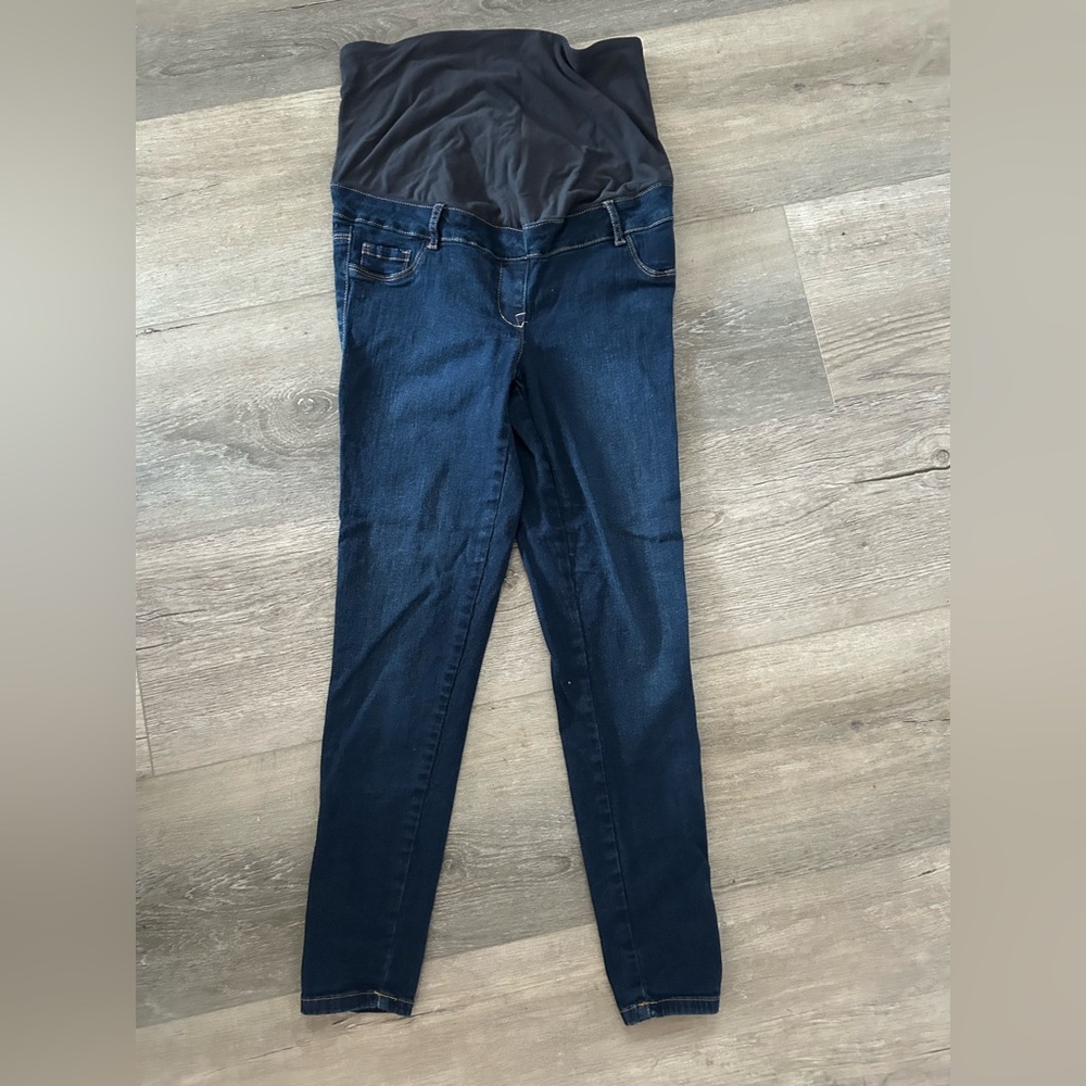 Next Maternity Over Bump Blue Stretch Jeans - Short/Petite UK10/US6